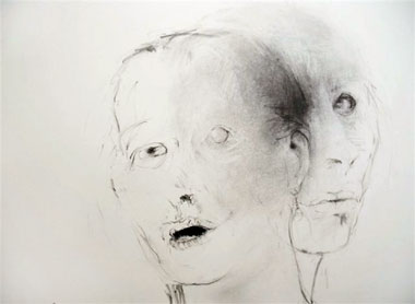 Sharon Kelly: Portrait with weed (detail), 2006, charcoal on paper, 76 x 56 cm; courtesy the artist